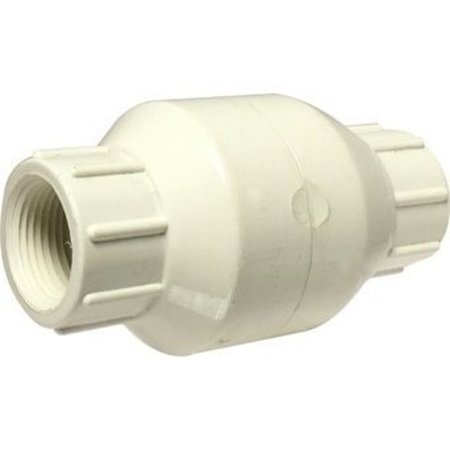 MIDLAND METAL InLine Spring Check Valve, 112 Nominal, FPT, 200 psi at 77 deg F, PVC Body 940335